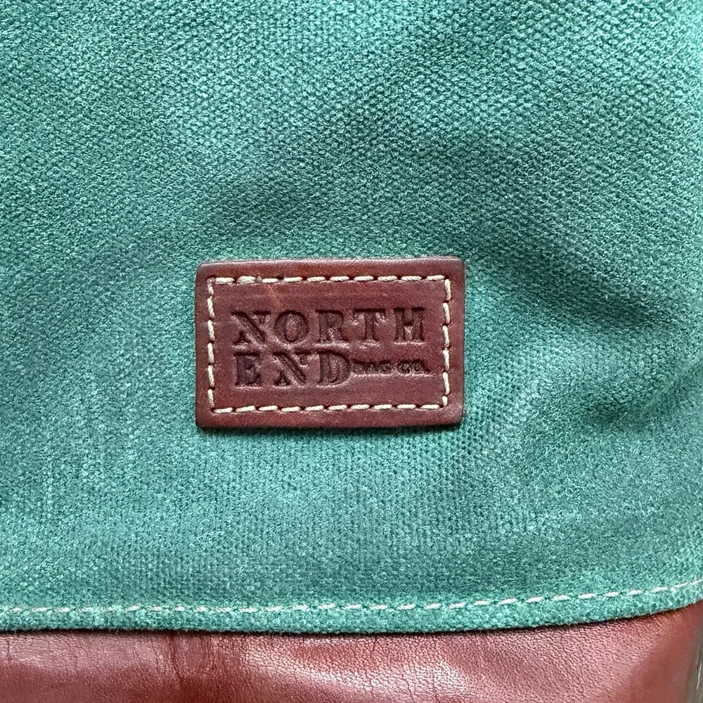 NORTH END Bag Co Teal Leona Canvas Brown Leather Large Crossbody Shoulder Boho